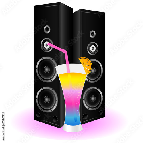cocktail and speaker illustration