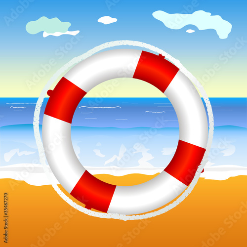 live saver on the beach illustration