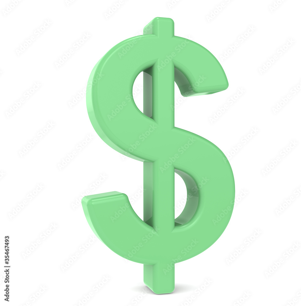 The Green.Dollar symbol. Green color. Standing The Green.Dollar symbol. Green color. Standing