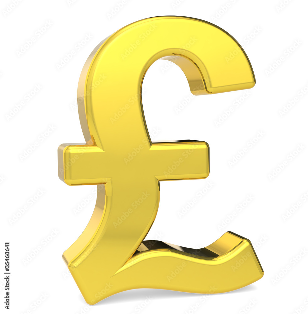 GBP. British Pound symbol. Gold color. Standing GBP. British Pound symbol. Gold color. Standing