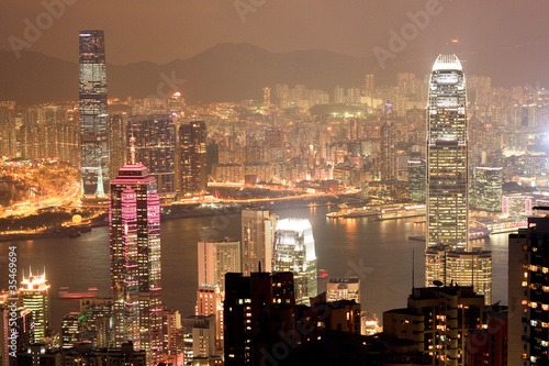 A golden night view   Hong Kong