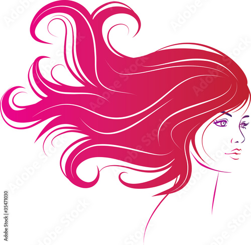 woman face with long black hair