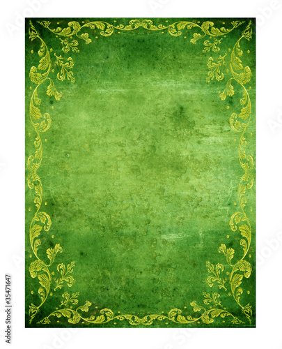 green background with  floral decorations