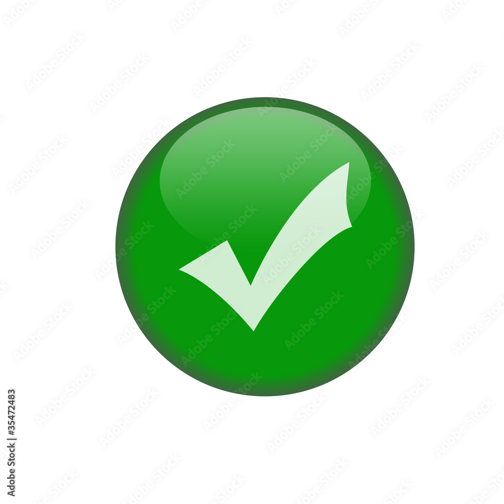 Green button of confirmation on a white background Green button of confirmation on a white background