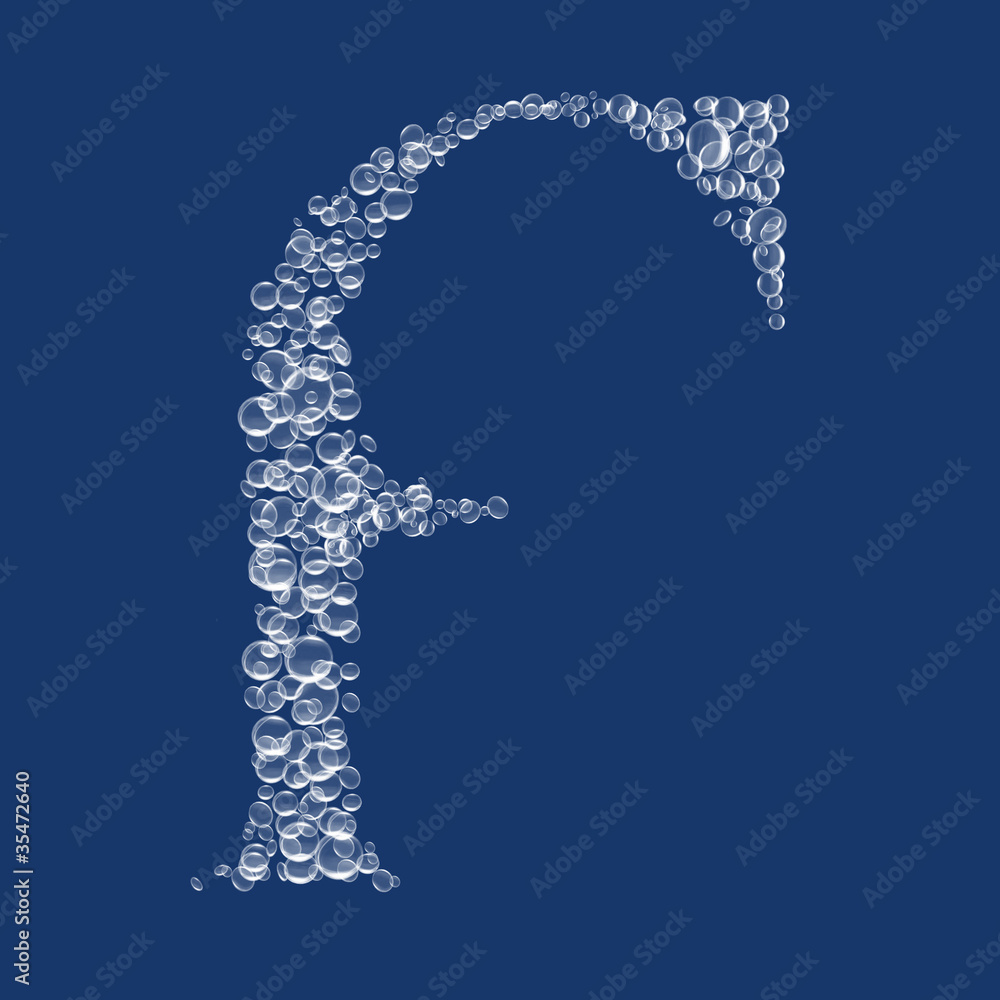 F Letter created from bubbles in water F Letter created from bubbles in water