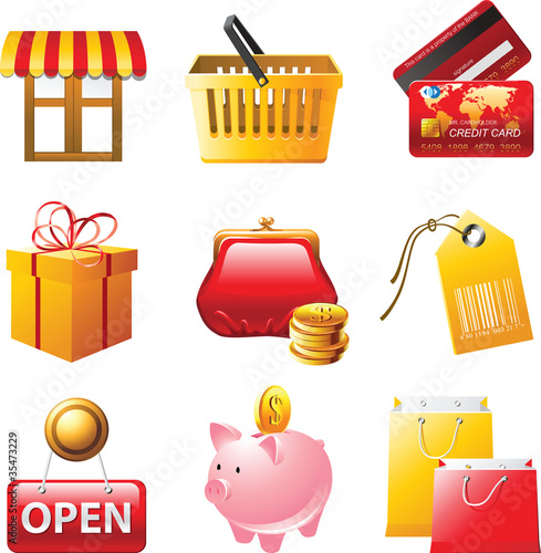 shopping icons set