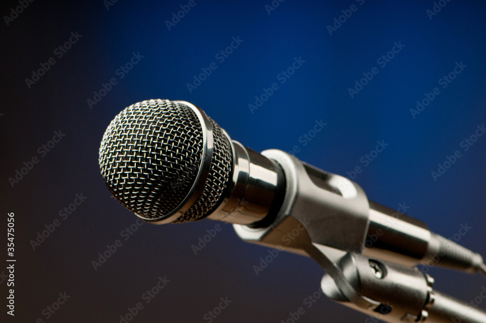 Audio microphone against the background Audio microphone against the background