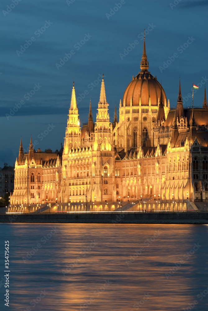 Hungarian government house at nightfall