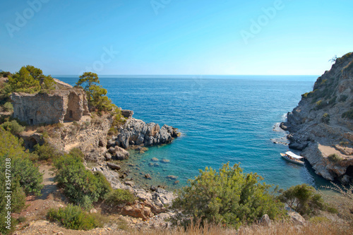View to Mediterranean sea from the coast © dmitrydut