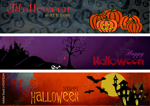 Three Halloween Banners - Headers - Footers