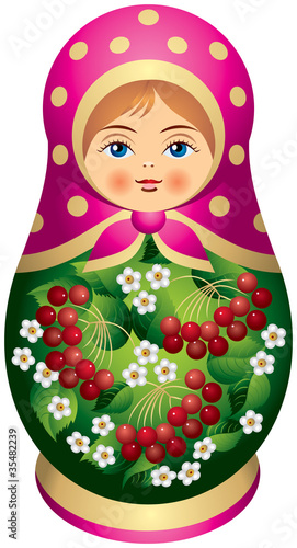 Matryoshka doll with red berries