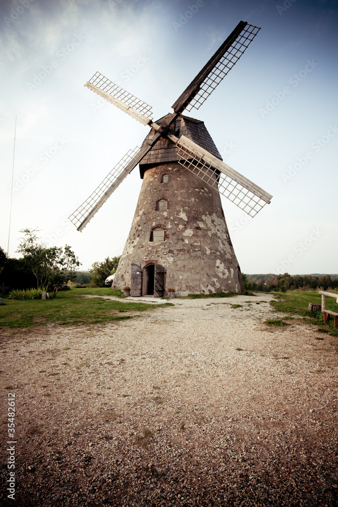 Traditional Old dutch windmill in Latvia