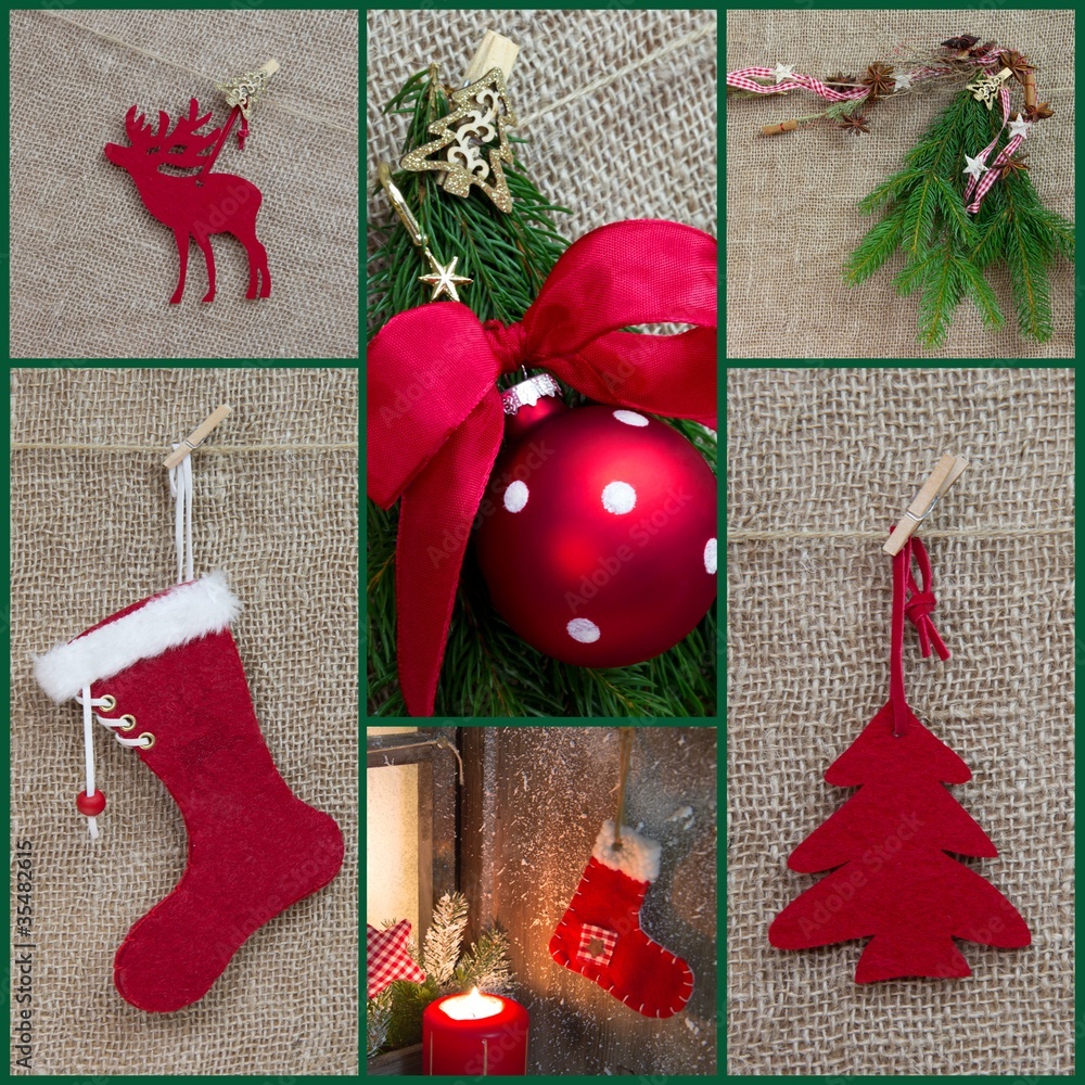 Weihnachtsmotive in Rot StockFoto Adobe Stock