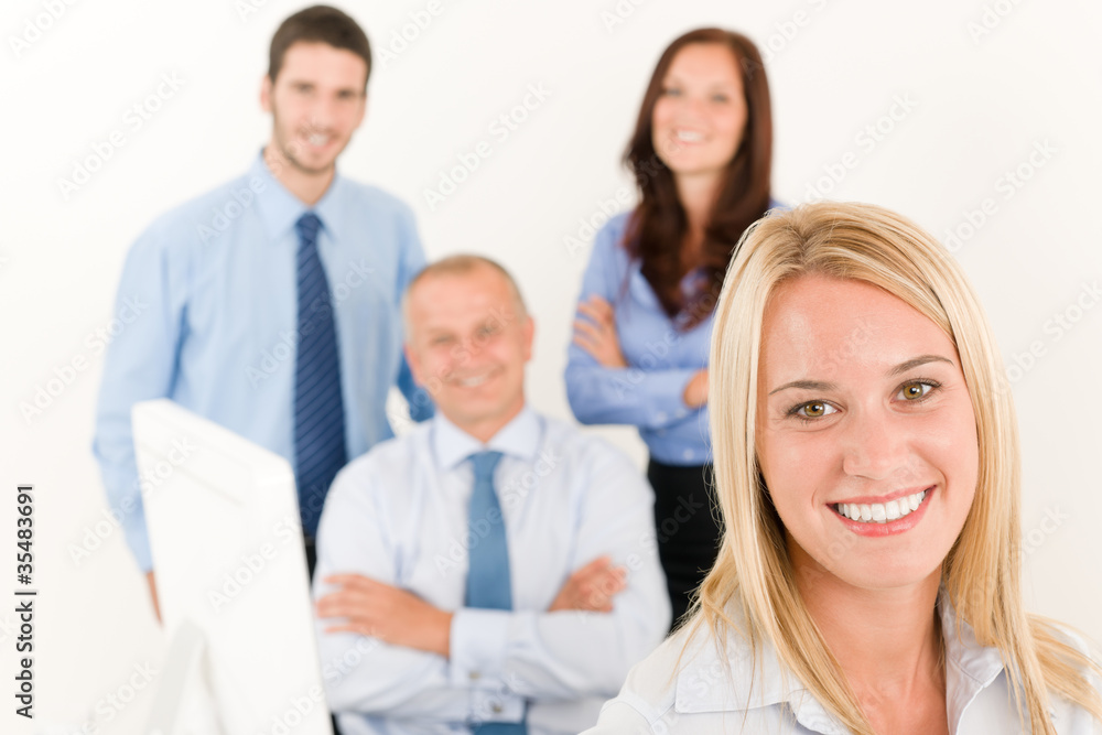 Business team pretty businesswoman with colleagues Business team pretty businesswoman with colleagues