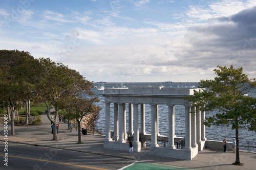 Portico over Plymouth Rock in Massachusetts, USA photo