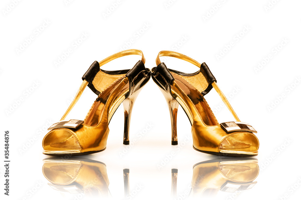 Elegant shiny shoes on the white Elegant shiny shoes on the white