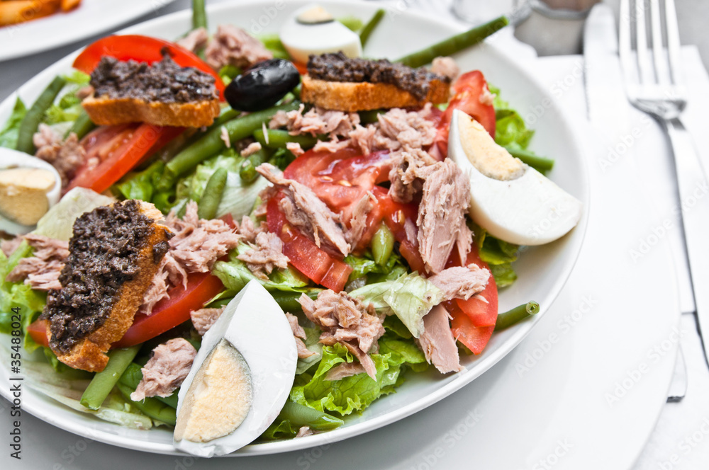Fresh salmon salad with tomatoes Fresh salmon salad with tomatoes
