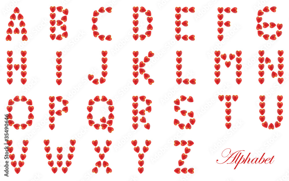 Alphabet made of strawberries Alphabet made of strawberries