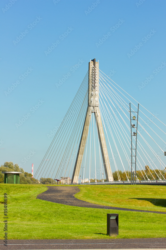 Modern bridge (Swietokrzyski) in Warsaw, Poland
