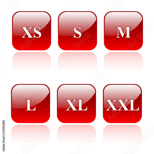 Konfektionsgrößen - Icons Rot