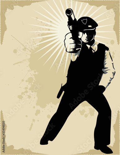 Policeman with gun