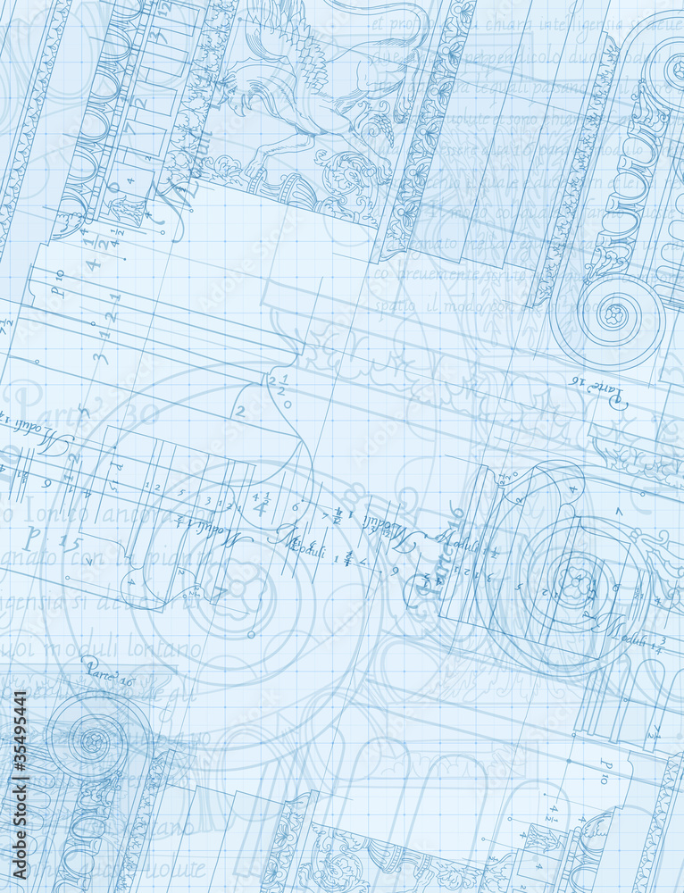 Architecture Blueprint - Hand draw sketch ionic order Architecture Blueprint - Hand draw sketch ionic order