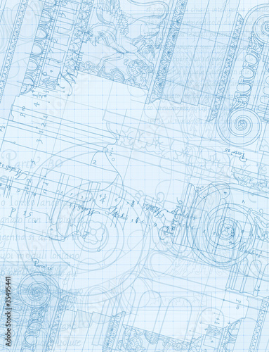 Architecture Blueprint - Hand draw sketch ionic order