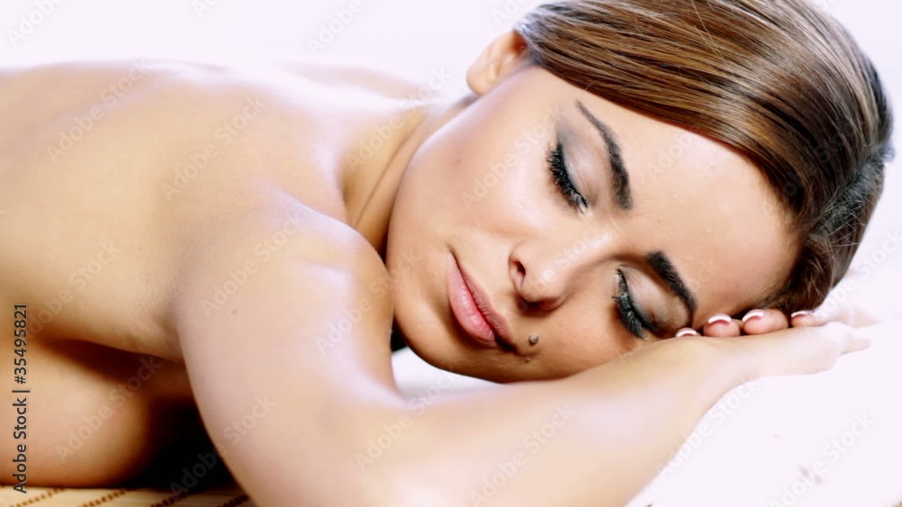 Attractive brunette woman getting spa treatment Attractive brunette woman getting spa treatment