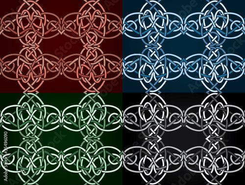 Celtic knotted seamless in four colored variants