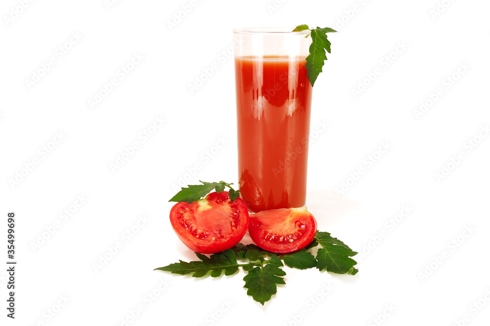 glass of tomato juice with slices of tomato glass of tomato juice with slices of tomato