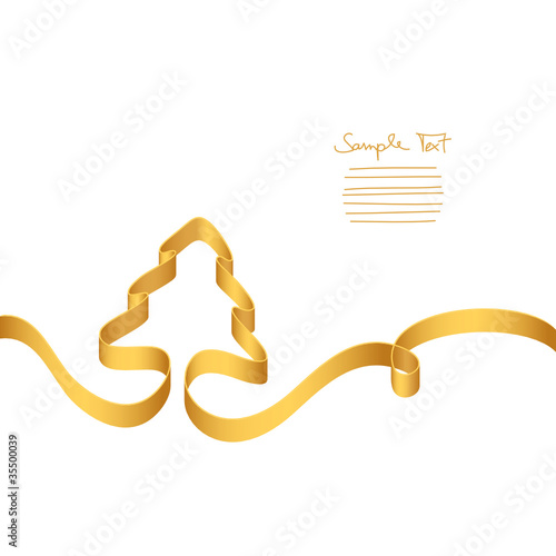 Gold Ribbon Christmas Tree & Swirl