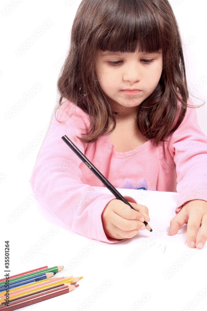 Little preschooler drawing or writing Little preschooler drawing or writing