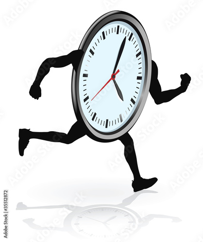 Clock character running
