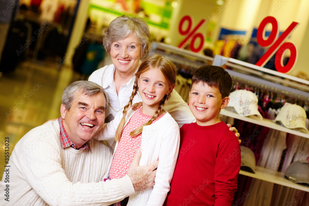 Fototapeta premium Grandparents and grandchildren