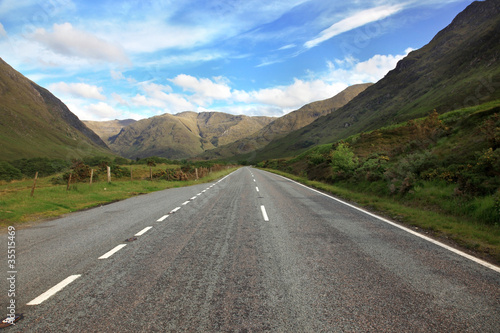 Road in North part of  Scotland end of Loch Shiel, UK © konstantant