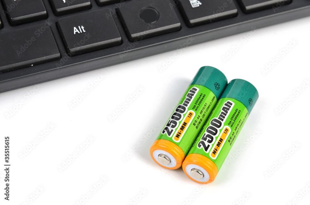 Batteries and computer keyboard Batteries and computer keyboard