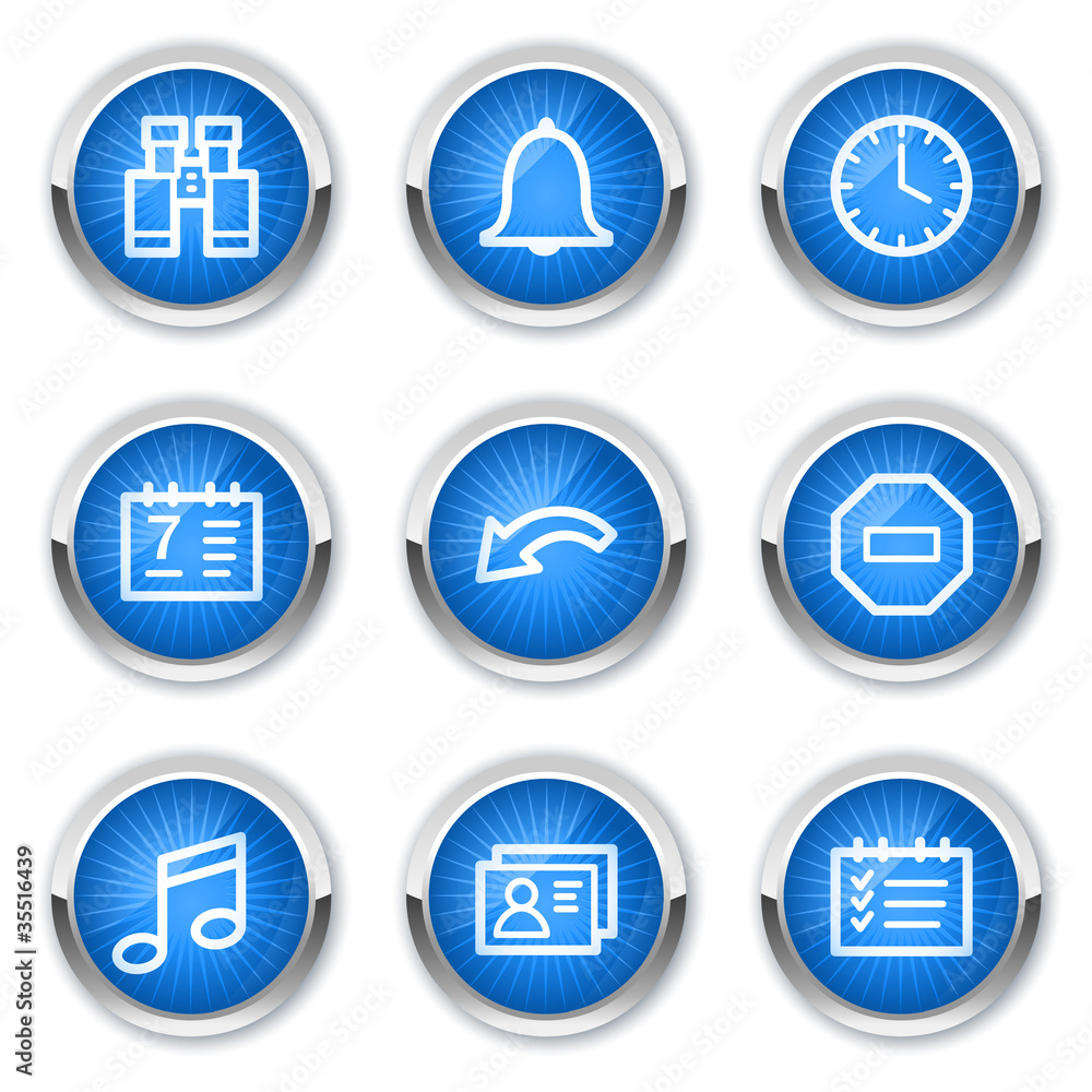 Organizer web icons, blue buttons