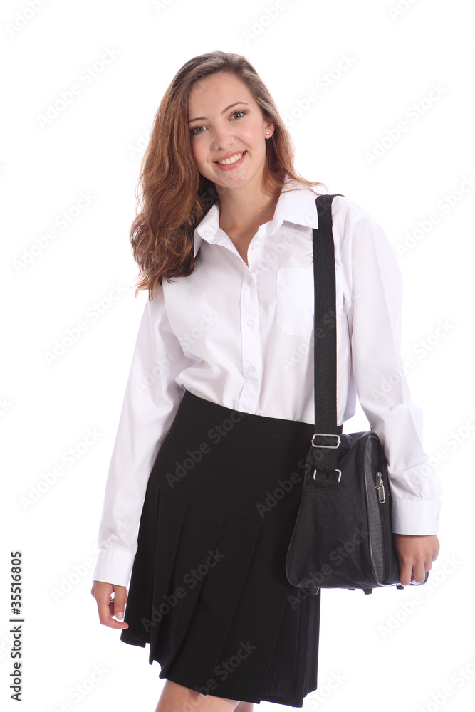 Beautiful teenage student girl in school uniform Beautiful teenage student girl in school uniform