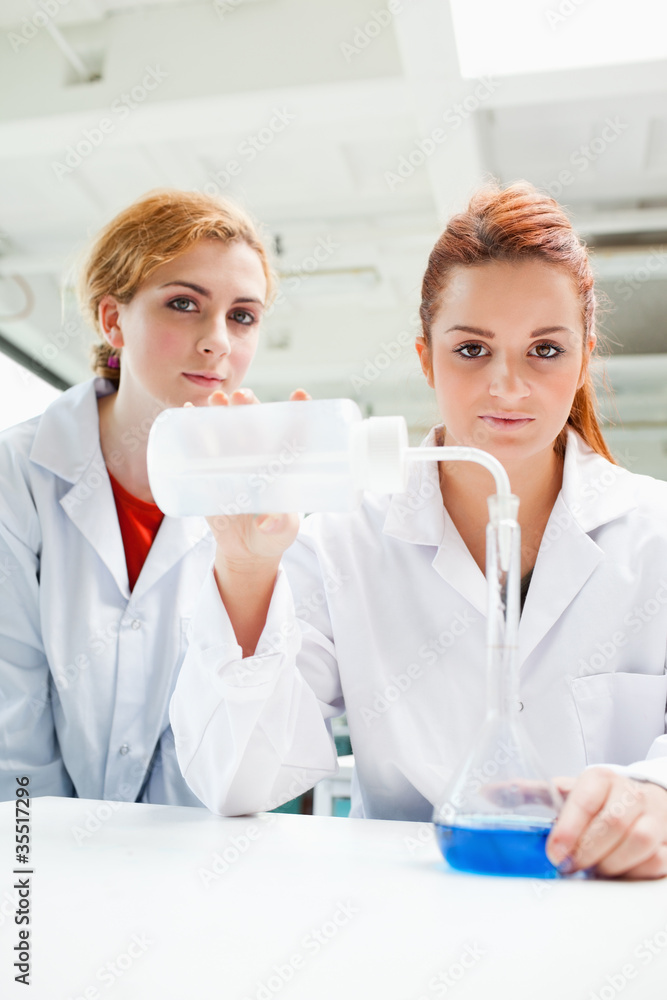 Portrait of cute scientists doing an experiment Portrait of cute scientists doing an experiment
