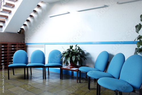 White and Blue Waiting Area