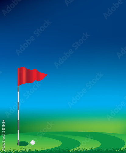 Golf flag and hole