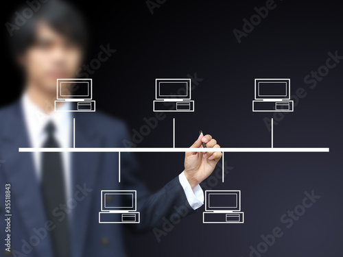 Businessman write Bus topology