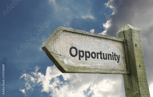 Opportunity Old Worn Wooden Signpost