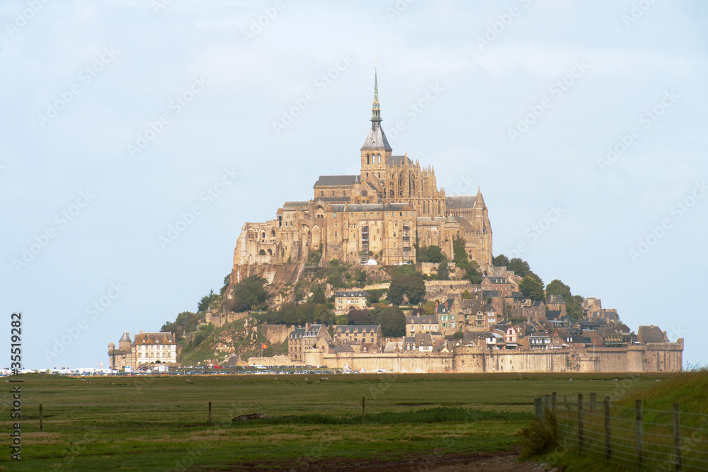 Famous Mont Saint Michel abbey on Normandian coast