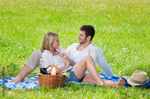 Picnic - Romantic couple in sunny meadows