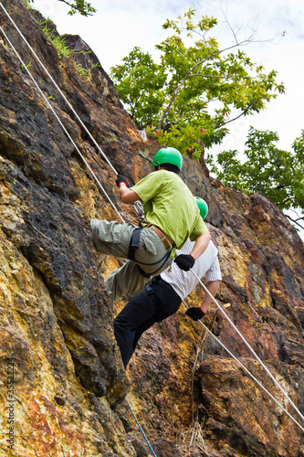 Cliff abseiling recreation in Thailand