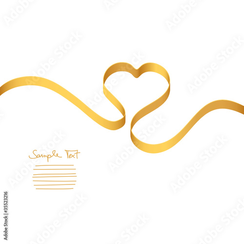 Gold Heart-Ribbon Vector
