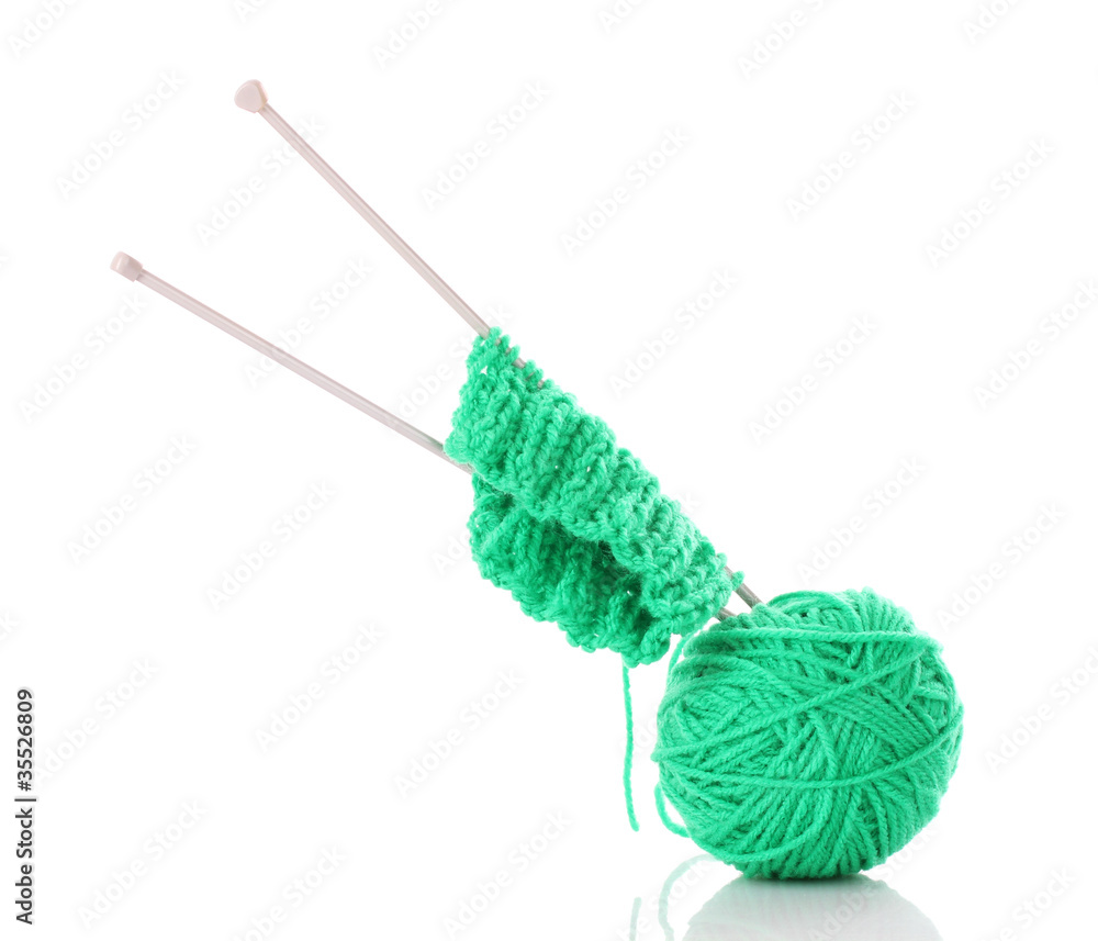 knitting needles and wool ball isolated on white knitting needles and wool ball isolated on white