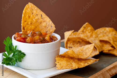 Peach Mango Salsa with chipotle Chips