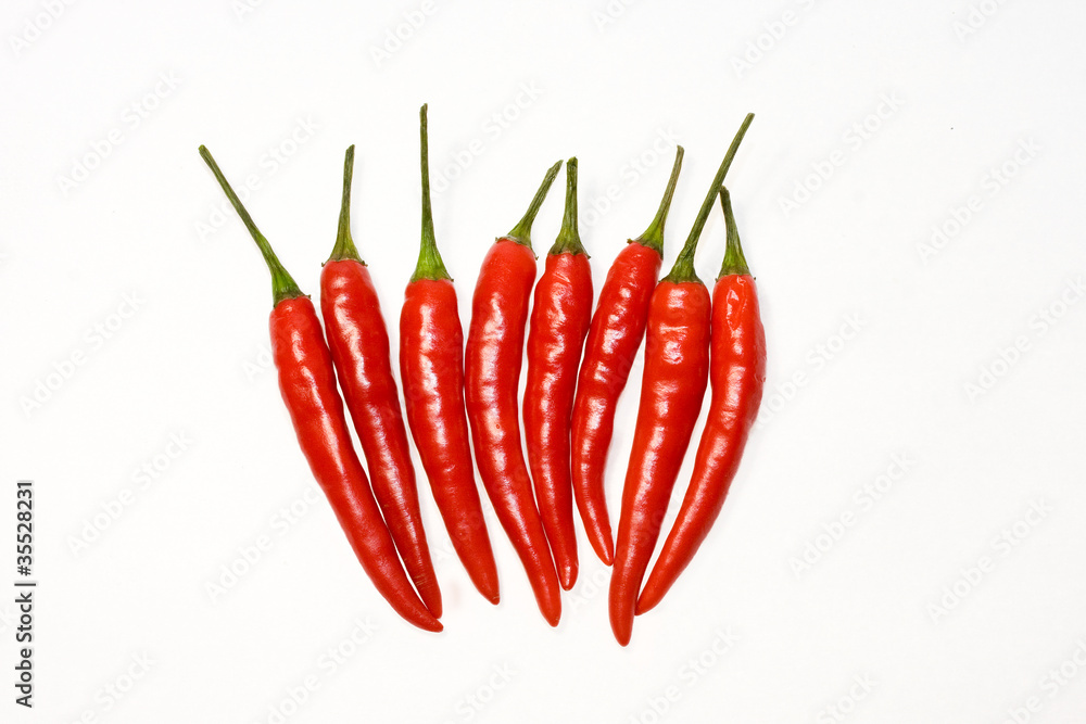 Chili peppers on a white background